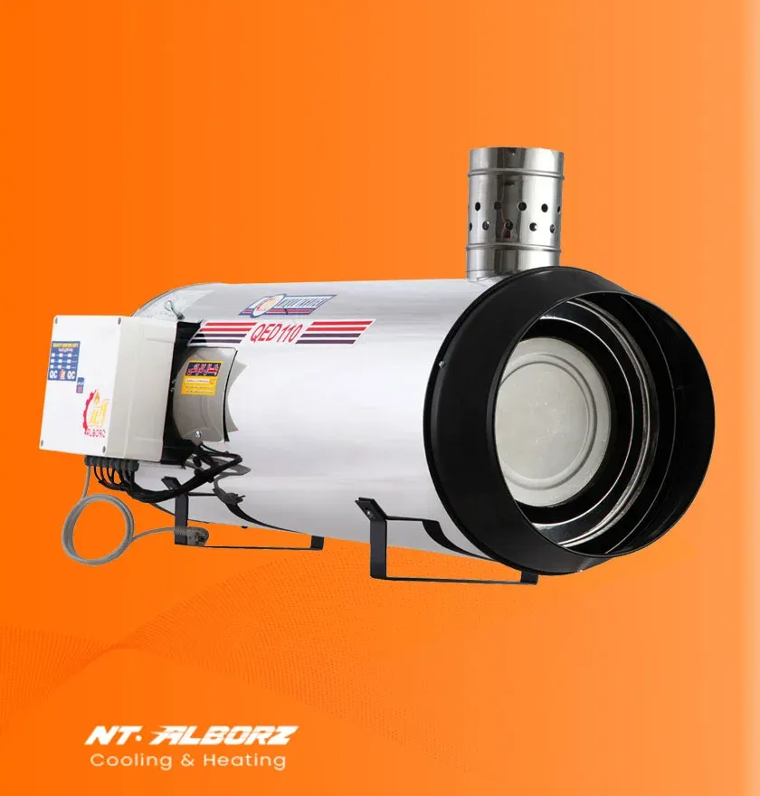 کوره هوای گرم دوگانه سوز دودکش دار QED-110 نیرو تهویه البرز
