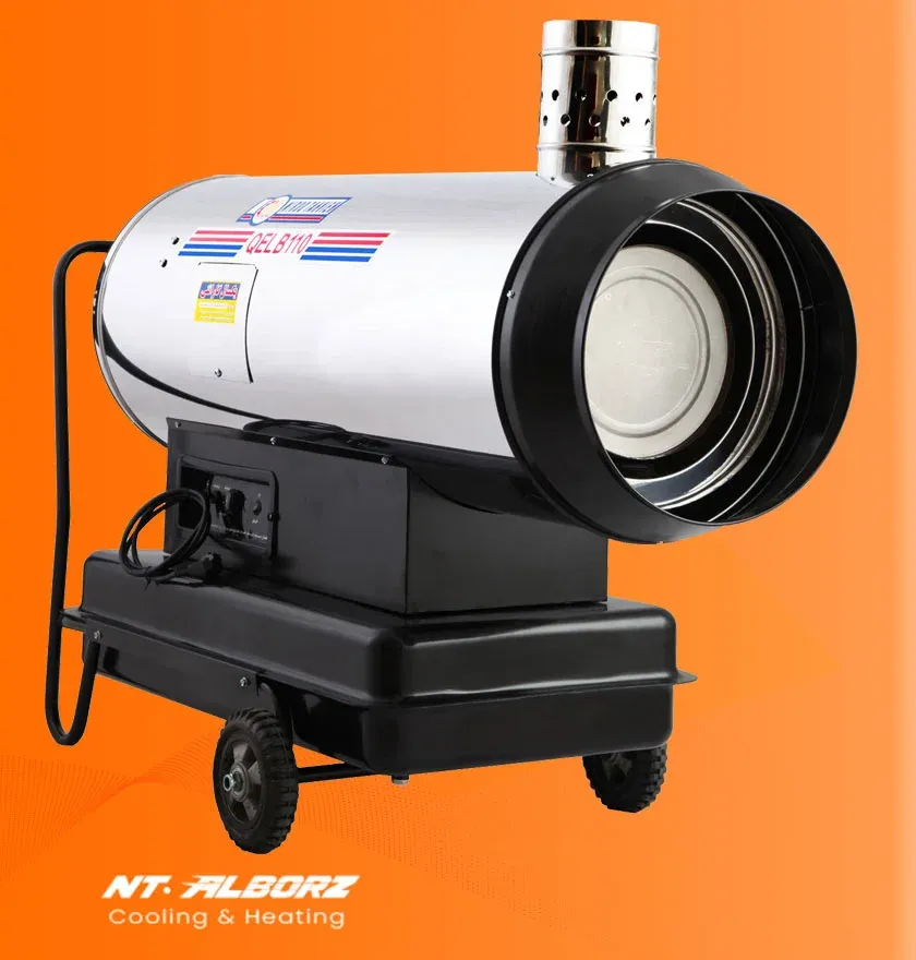کوره هوای گرم گازوئیلی دودکش دار باکدار QELB-110 نیرو تهویه البرز