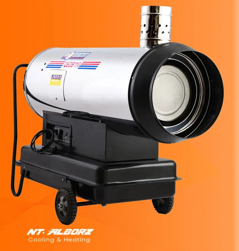 کوره هوای گرم دوگانه سوز دودکش دار باکدار QEDB-110 نیرو تهویه البرز