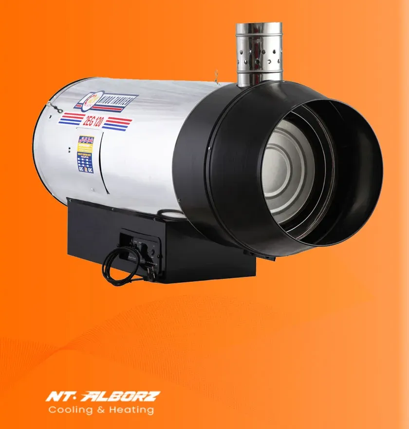 کوره هوای گرم گازی دودکش دار دوموتوره 2EG-120 نیرو تهویه البرز