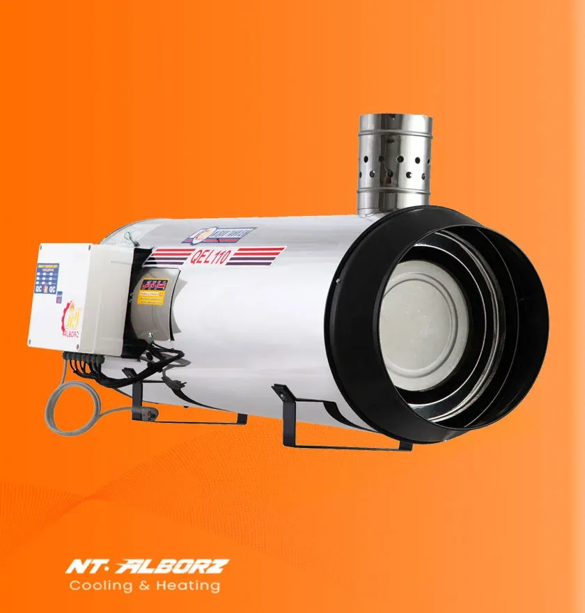 کوره هوای گرم گازوئیلی دودکش دار QEL-110 نیرو تهویه البرز